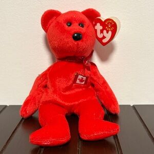 Ty Beanie Babies Red Plush Bear with Canadian Flag